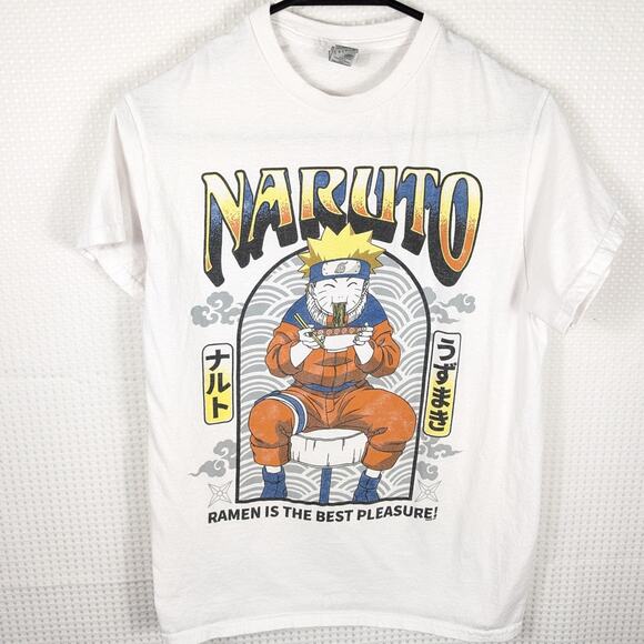 Naruto Ramen Shirt Small White Graphic Tee Anime Japanese Cartoon Gildan Otaku - Picture 1 of 5